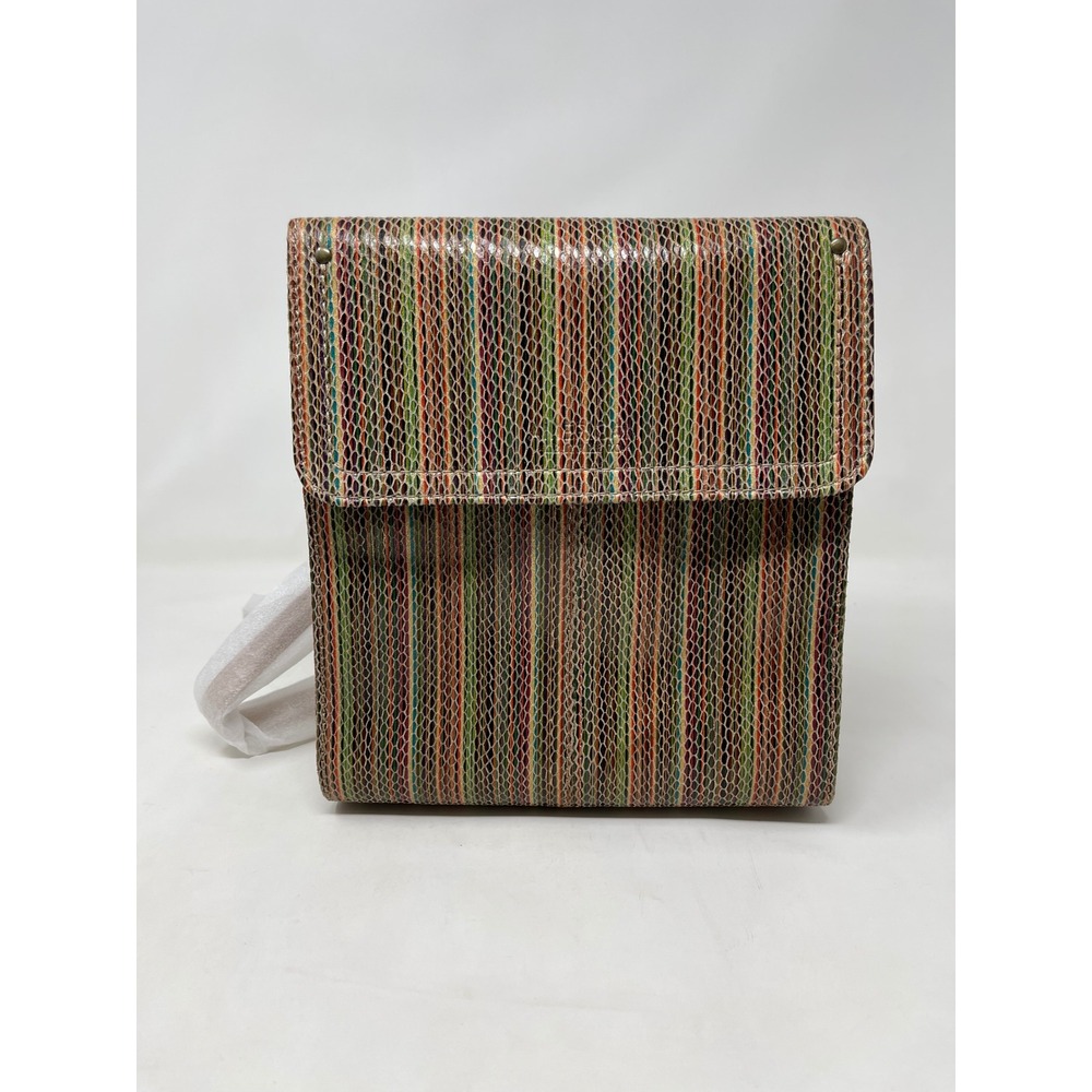 American Leather Co‎ Multi Color Striped Snake Embossed RFID Crossbody Bag New